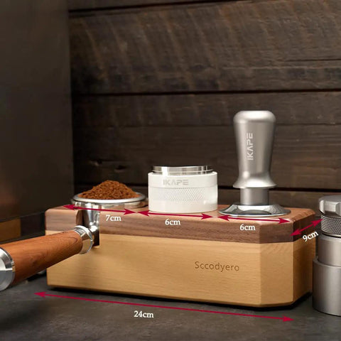Wooden Tamping Station For Espresso Anti Slip Tamper Stand And Portafilter Organizer Fits 51mm And 54mm Portafilters