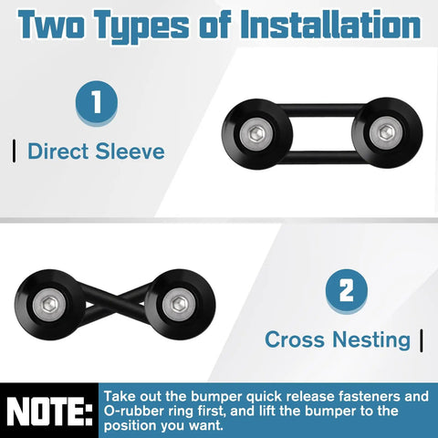 Universal Car Bumper Quick Release Kit 56 Pieces Black Front And Rear Bumper Fasteners with two installation types shown