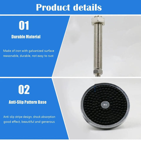 Close-up of No Hassle Heavy Duty Adjustable Carbon Steel Leveling Feet Set Of Four with D80 design, showcasing the threaded lifting design.