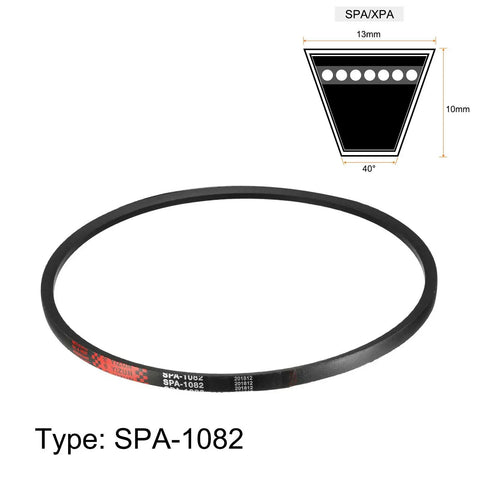 SPA1082 Drive V Belt Heavy Duty Rubber Transmission Belt 1082mm Pitch Length For Industrial Machinery, showing smooth round profile and markings.