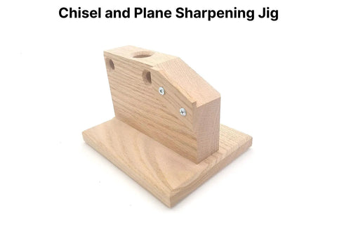 Wooden sharpening jig from 5 Inch Drill Press Sharpener For Woodworking Tools Chisels And Plane Blades Includes Back Flattening System