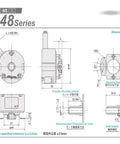 Technical diagram of OIH48 2500 Pulse Servo Motor Encoder for Precision Motion Control with dimensions and assembly details.