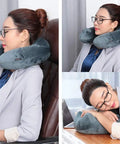 Inflatable Travel Neck Pillow with Washable Pillowcase U Shaped Cervical Support for office nap and travel comfort
