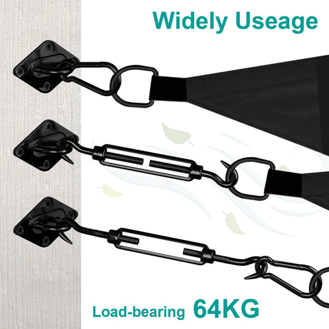 Pro Grade Heavy Duty 6 Inch 304 Stainless Sun Shade Hardware Kit showing turnbuckles and load-bearing capacity 64KG