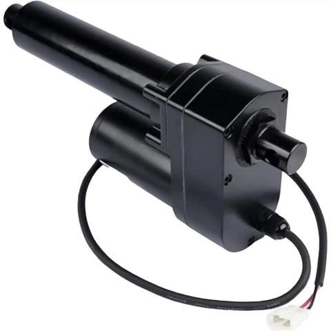 24V Linear Actuator 341008 Direct Swap For Serco Dock Levelers, black electric motor with connector, 4 inch stroke.
