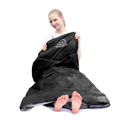 Person in XL Widened Upgraded 4 Season Camping Sleeping Bag For Adults And Kids Built Tough Waterproof Lightweight 0F Warmth