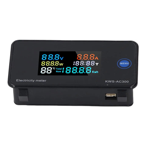Open Transformer AC Multimeter Digital Energy Meter KWSAC300-100A with color LCD, showing voltage and current readings