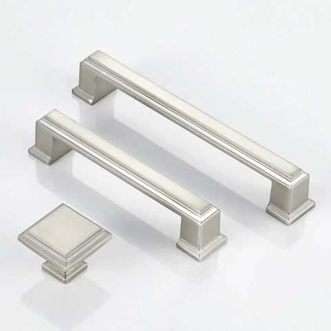 Long Cabinet Handle Set 10 Pack Brushed Satin Nickel Die Cast Zinc Solid Metal Drawer Pulls With Five Inch Center To Center