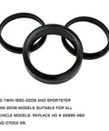Carburetor Intake Manifold Gasket Seal Kit For Big Twin Bikes 1990 To 2006 And Sportster XL 883 XLH 1200 1988 To 2006 Electra Glide Black Rubber Lower Seals Set Replacement OEM HD Parts shown in black rubber