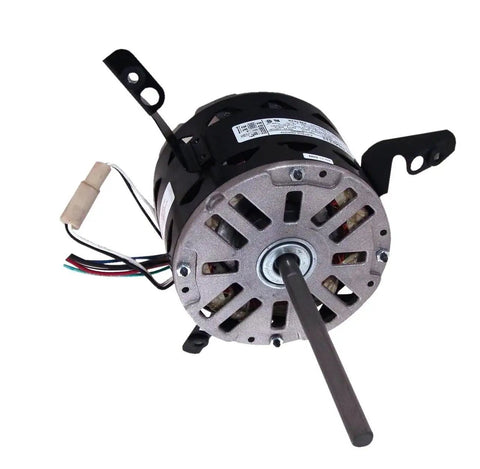 Badass Direct Drive Furnace Motor One Fourth Hp With Damn Solid Four Speed Settings And Smooth Reversible Shaft For Tough Everyday Heating System Repairs And Upgrades, showing rear view with shaft and wiring.