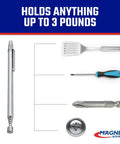 Telescoping Magnetic Pick Up Tool With Strong Retrieval Magnet And Scribe Tip 25 Inch Reach 3 Pound Hold shown with tools