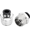 Two Pack Push to Connect Fittings for 0.31 Inch Tube and One Half Inch NPT, Nickel Plated Brass Straight Pneumatic Male Adapters