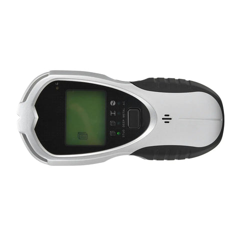 FTVOGUE 4 in 1 Wall Scanner with Auto Calibration LCD Display top view showing detection modes for wood, metal, and AC wires.