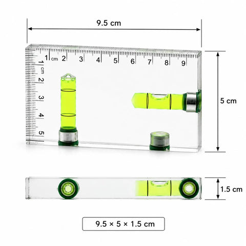 RuiJOTWAT Clear Magnetic Spirit Level Dual Direction Mini Spirit Level Tool For Carpentry Diy Projects with two vials and ruler.