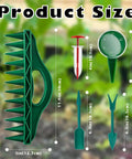Versatile 7 Piece Seed Spreader Set With 12 Hole Seeder And Handheld Garden Planting Tool shown with size measurements