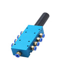 Multi Stage Vacuum Generator With High Suction Power And Integrated Negative Pressure Pneumatic System in blue with connectors