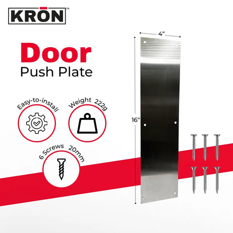 Heavy Duty Stainless Steel Door Push Plate With Pre Drilled Screws For Smooth Wood Or Metal Doors Built Tough As Nails Zero Headache Mounting Commercial Grade Hardware Included Daily Wear Defense