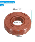 Radial Shaft Seal 12mm X 28mm X 7mm Fluoro Rubber TG4 Oil Seal For Bearing Shaft Oil Pump And Engine Durable 70A Hardness Sealing Tech Built To Last For Heavy Duty Industrial Use Brown 2 Pack, brown seal with size markings