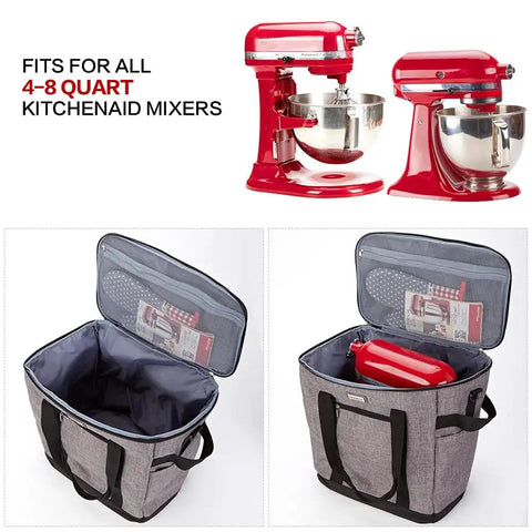 Stand Mixer Dust Carry Bag With Pockets For KitchenAid Bowl Lift 5-8 Quart Grey Protects Against Dust And Scratches with pockets