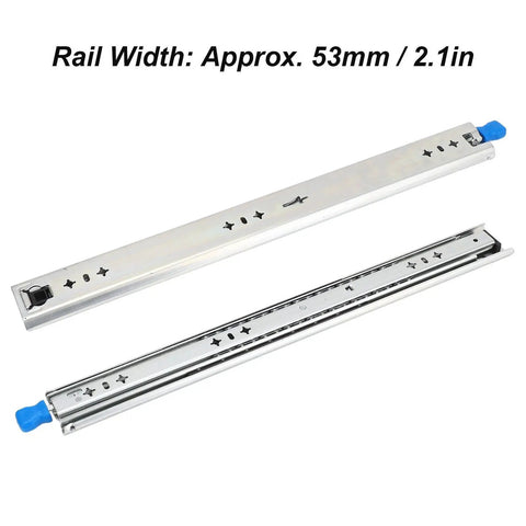 20 Inch Heavy Duty Drawer Slides With Lock For Industrial Drawers Two Pack Full Extension Ball Bearing Rails Made Of Cold Rolled Steel Built To Handle Beefy Jobs In Cabinets And Tool Chests With Smooth Operation And Locking Security, rail width 53mm