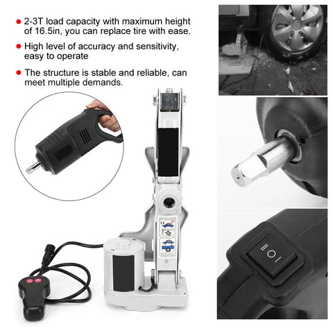 Heavy Duty Electric Floor Jack And Snappy Impact Wrench Tire Lifting Set For Fast Car Care with a 2-3T load capacity.