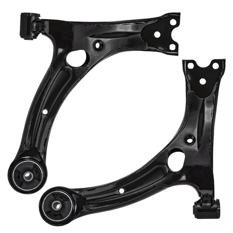 1.8L Front End Suspension Kit For 2009 To 2013 Toyota Corolla With 2 Front Lower Control Arms, 2 Front Lower Ball Joints, And 2 Front Stabilizer Sway Bar End Links For A Smooth, Precise Ride And Easy Install. Black steel front lower control arms for 2009-2013 Toyota Corolla