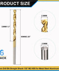 2.9mm Drill Bit Set M2 High Speed Steel TiN Coated 135 Degree Split Point Straight Shank For Stainless Steel Hard Metals And Precision Metalworking Projects 6 Pack