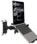 Ultra Top Notch Articulating Pegboard Mount For Laptops And Computer Screens Featuring Ventilated Trays, displayed with a laptop attached.