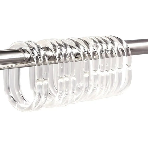 48 Pack C Shaped Shower Curtain Hooks Plastic Rings For Bathroom Rod Smooth Glide Shower Hooks No Fuss Easy Hang Durable Bath Curtain Accessories