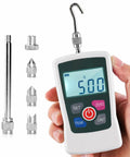 Beefy 500N Digital Force Gauge With Real Time, Peak And First Peak Modes For Tension And Compression Testing, Backlit LCD Screen, Four Units N Kg Lb Oz, High Precision Inner Sensor, Easy Trigger Pull For DIY, Lab Or Workshop with hook and tips