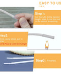 Fix Your Laces Like A Pro With This 50Pk Heat Shrink Aglets Repair Kit steps showcasing hand applying clear plastic tube.