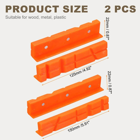 Dual Size 5 Inch And 6 Inch Rubber Magnetic Vise Jaw Pads With V-Shaped Soft Jaws And Anti-Scratch Vise Covers Orange