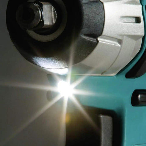 Close-up of 12V Max CXT Impact Wrench 3/8 Inch Drive with LED work light illuminating from compact ergonomic cordless tool
