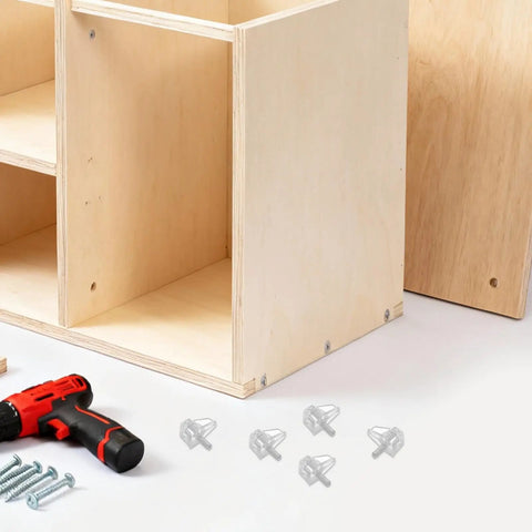 Plastic Shelf Pegs Set 150 Pack 3mm Diameter With 0.11 Inch Hole Locking Design shown with cabinet assembly
