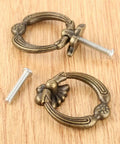 2 Pack Zinc Alloy Antique Bronze Drawer Handles for Furniture Cabinets and Doors Easy To Install with Screws on wood surface