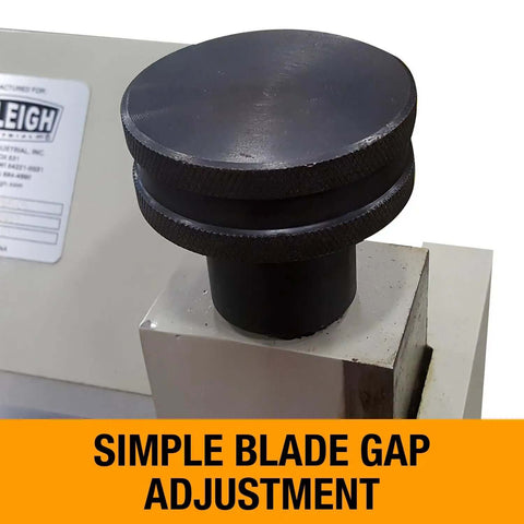 Simple blade gap adjustment knob on 40 Inch Box and Pan Brake Built For Real World Shop Use Handles 12 Gauge Mild Steel Up To 135 Degree Bends