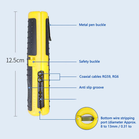 ZPSHYD Automatic Pen Type Wire Stripper Pliers, 12.5 cm, yellow ABS body with metal pen buckle, safety features, anti-slip grip.