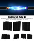 Ultimate 127 PCS Black Heat Shrink Tubing Kit With Durable PE Material And 2 To 1 Shrink Ratio, assorted sizes shown