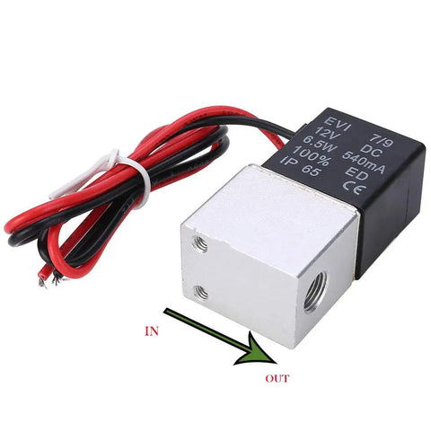 12 Volt DC One Eighth Inch Two-Way Pneumatic Solenoid Valve With Aluminum Body Normally Closed Fast Response