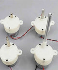 Four DC Gear Motor 3-9V Slow Speed 2.5-11 RPM Micro Geared Motors with high torque, visible white plastic reduction gearbox