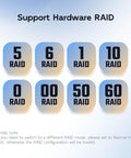 Support Hardware RAID modes display for Rock Solid 8 Bay External Hard Drive Raid Enclosure For 2.5 And 3.5 Inch Sas Sata Hdd And Ssd Handles Eight Raid Modes.