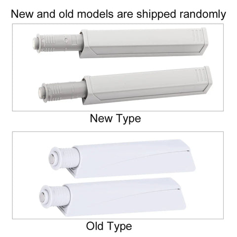 2 Pack Push To Open Door Catch Magnetic Touch Latch Damper Buffer for cabinets showing old and new models comparison