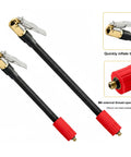 3 Pack 6mm Thread Air Hose For Vehicle Tire Inflator Tool Free High Pressure Build Tough Garage Street Fixes Flexible Works With Air Pump Systems Quick Connect Adapter Easy Setup On Road Ready Wherever You Are, black hose with brass clamp ends