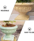 Durable Concrete Planter Mold 9.65 By 10.2 Inches, Reusable Cement Pot Mold For DIY Garden Decor shows finished planters.