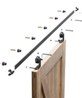 11Ft Sliding Track Barn Door Hardware Kit For A Single Wood Door Heavy Duty T Shaped Style Black exploded view