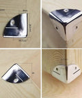12 Piece Decorative Corner Protectors for Cabinets and Furniture Wood Corner Guards for Boxes, silver metal, peel and stick on wood