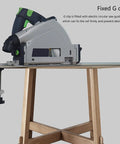 Adjustable Aluminum Clamp for Table Guide and Woodworking securing saw on table, showing rock solid grip for stable accurate cuts.
