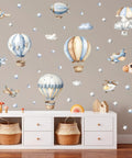 Watercolor Hot Air Balloon Wall Stickers Set With Airplane And Cloud Vinyl Decals Removable DIY Wall Art For Kid Rooms