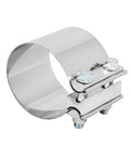 Beefy Stainless 5 Inch Exhaust Band Clamp Butt Joint Sleeve Coupler For Mufflers And Exhaust Pipe 2 Pack Heavy Duty DIY Inline Connector