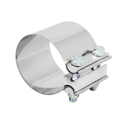 Beefy Stainless 5 Inch Exhaust Band Clamp Butt Joint Sleeve Coupler For Mufflers And Exhaust Pipe 2 Pack Heavy Duty DIY Inline Connector